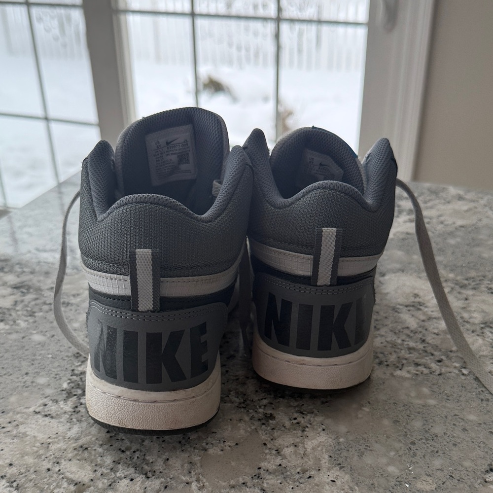Big Kid Gray and Black High-Top Nike Sneakers - Picture 2 of 5